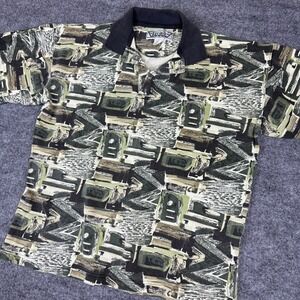 Vintage 90's Riccardo‎ Abstract Print Polo Shirt Mens Short Sleeve Collared Top
